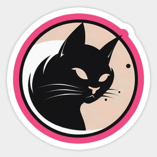 Black cat in circle Sticker